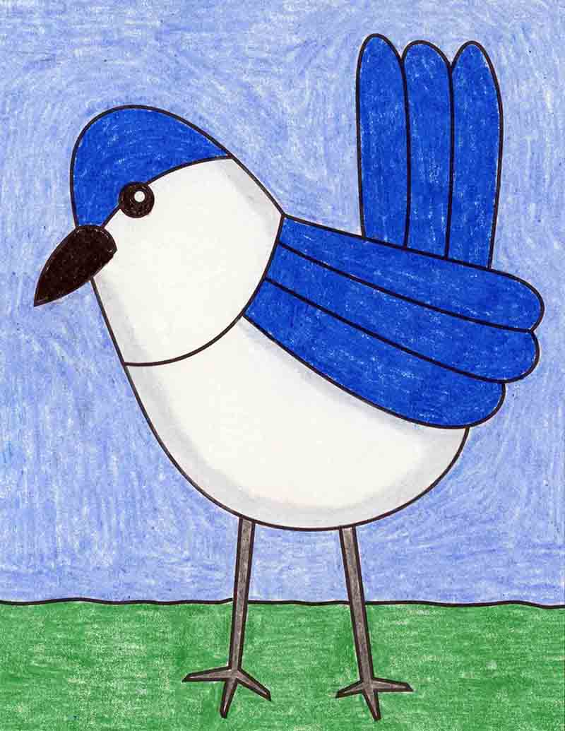 Hand-drawn bird drawing by a child