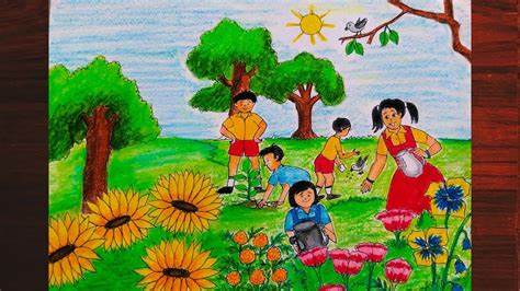 Hand-drawn magical garden drawing by a child