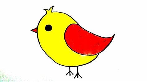 A simple, colorful drawing of a bird